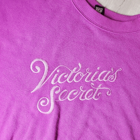 Victoria's Secret Purple Embroidered Crewneck Cropped Sweatshirt Size XL EUC - Picture 12 of 16